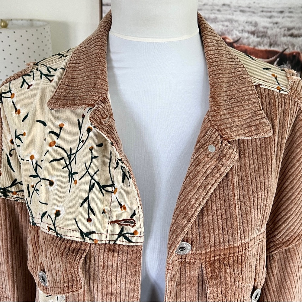 POL Tan Brown Corduroy Floral Patch Jacket S - Picture 3 of 16